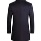 Men’s Warm Wool Coat - Single-Breasted Mid-Thigh, Winter