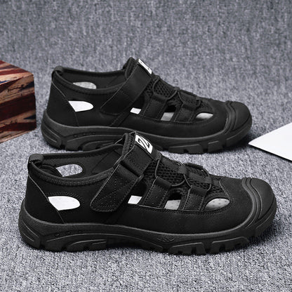 durable Breathable men's sandals - closed-toe, strappy, synthetic leather, casual outdoor