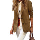 Light Women's Suede-Look Blazer - Structured, Polyester, For Work and Commuting