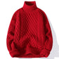 Men's Warm Turtleneck Sweater - Oversized Cable Knit, Wool