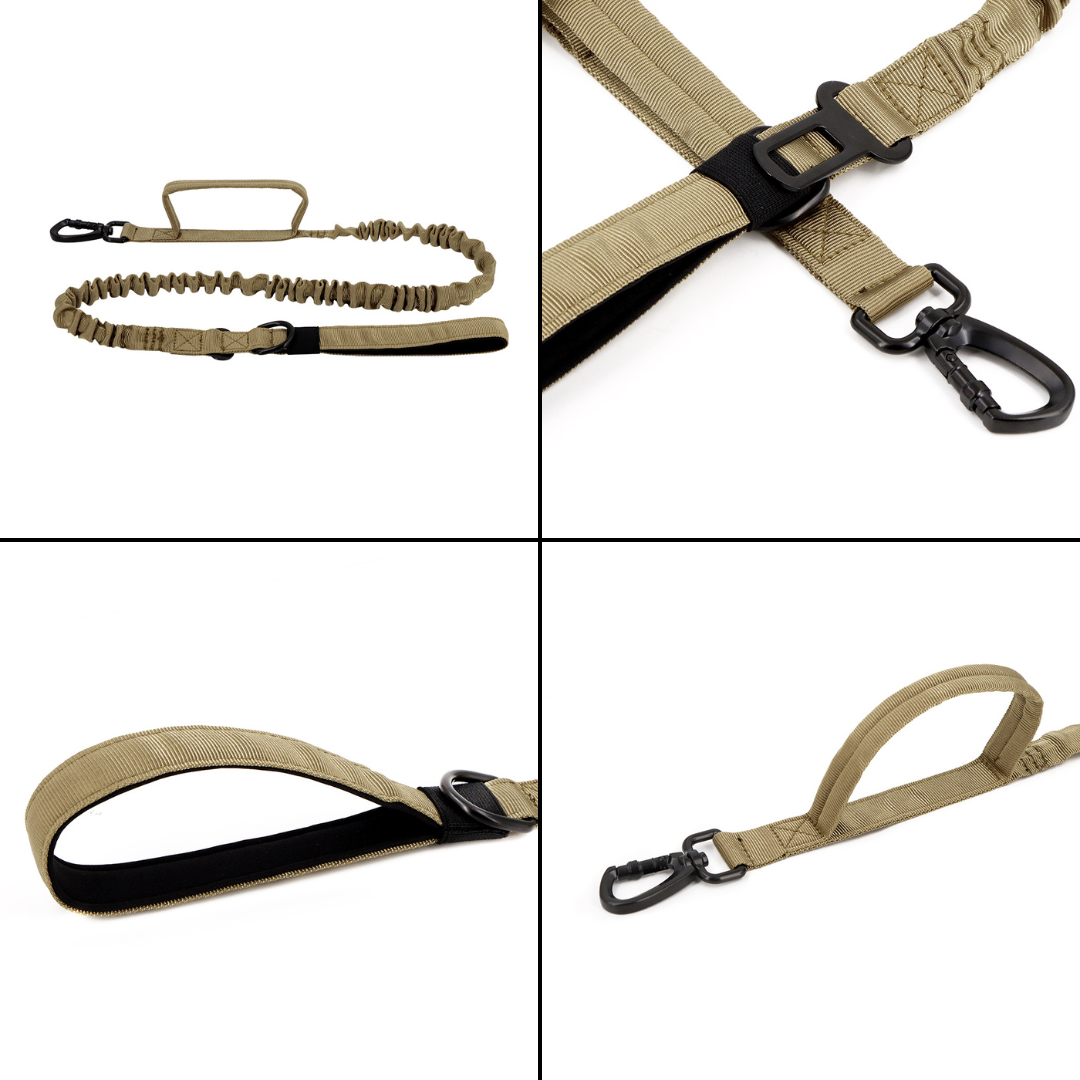 Leash Dog Tactical Fall 2025 Double-Handle Padded Bungee Center 69-Inch Extendable With Seatbelt Attachment