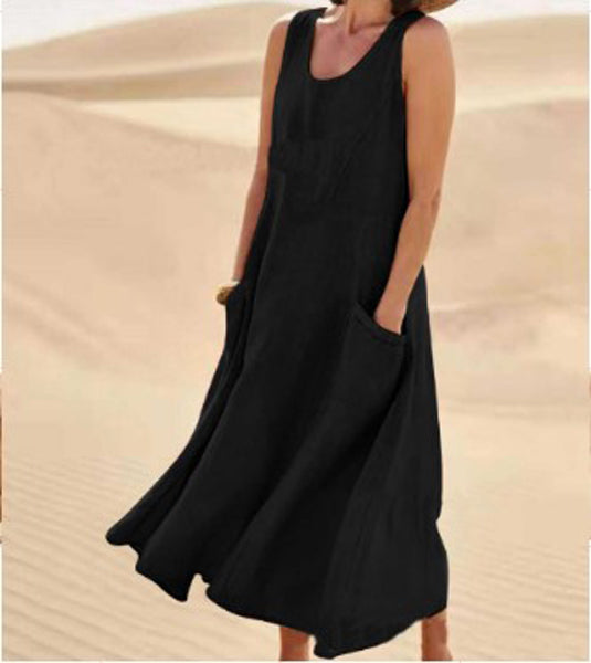 Womens Summer Dress with Pockets, Casual Knee-Length Cotton Dress for Everyday Comfort and Style-5