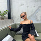 Tailored Off-Shoulder Blazer with Built-In Corset in Italian Suiting Fabric, Long Sleeve Elegant Fit-4