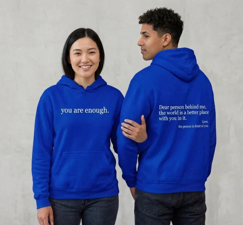 Unisex Warm Hoodie - Graphic Front-Pocket Hoodie With Back Print, Fleece-Lined, Casual Wear