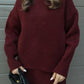 Plush Flattering Women’s Sweater Skirt Kit - Pullover Crewneck, Knit High-Waist A-Line Mini Skirt For Fall