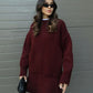 Plush Flattering Women’s Sweater Skirt Kit - Pullover Crewneck, Knit High-Waist A-Line Mini Skirt For Fall