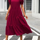 Variant image for Boho Women's Dress with Puffed Sleeves, Gathered Design, Breathable Fabric, Available in Multiple Colors-17