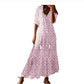 Light Women's Dress - Bohemian Print, V-Neck, Long Sleeves, Mid Waist, Casual Regular Wear