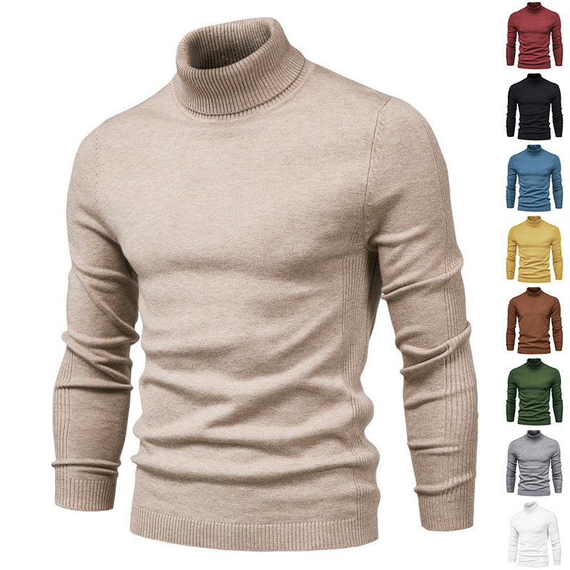 Plush Men's Turtleneck Sweater - Slim Fit Viscose Winter