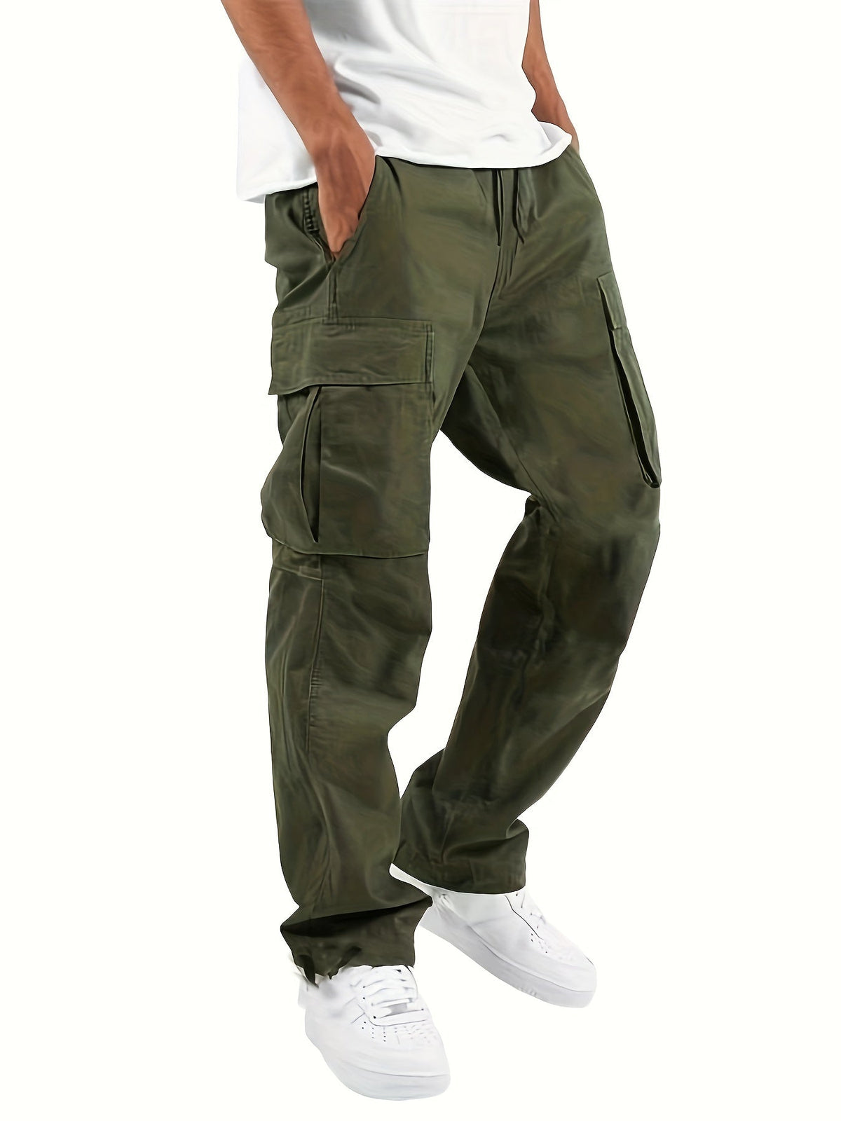 Oversized Black Cargo Pants for Men with Multiple Pockets, Comfortable Fit and Durable Cotton Blend Trousers-5