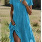 Plush women's dress - scoop neck, flowy mid-length silhouette, geometric print, casual everyday wear