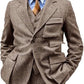 men's Wrinkle-free three-piece suit - slim-fit, herringbone wool, for formal events and business wear