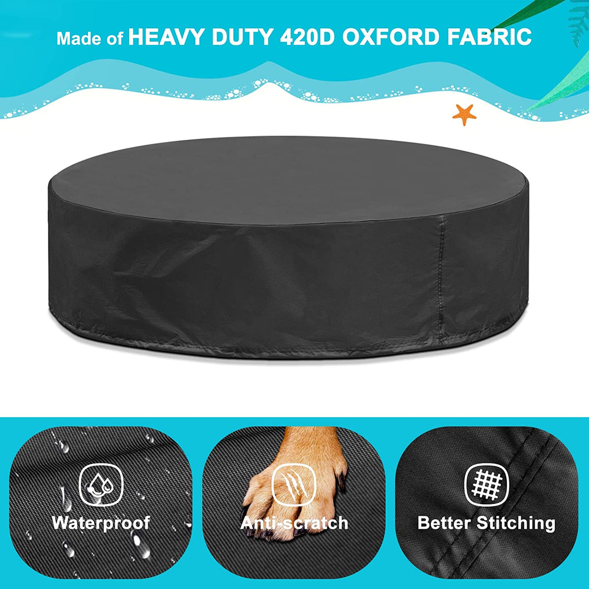 Water-Resistant Dog Pool Cover Round Fit Debris Blocking Keeps Water Clean Fall 2025 Backyard Pet Accessory