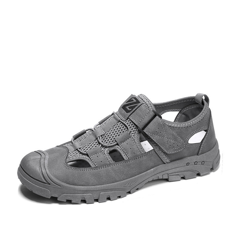 durable Breathable men's sandals - closed-toe, strappy, synthetic leather, casual outdoor