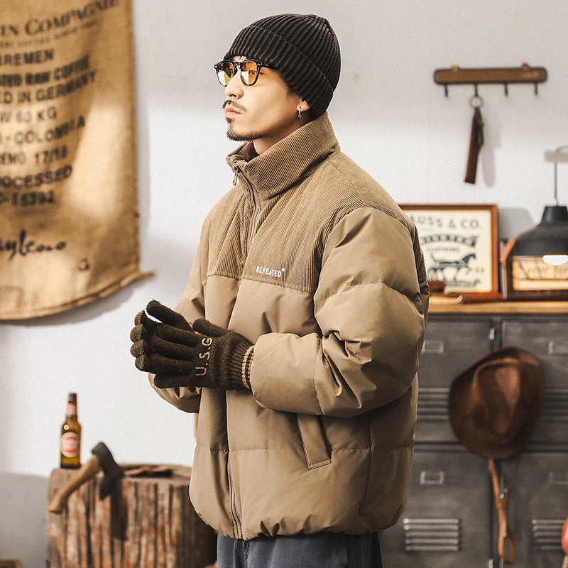 Mens Insulating Puffer Jacket - Corduroy Yoke, Duck Down