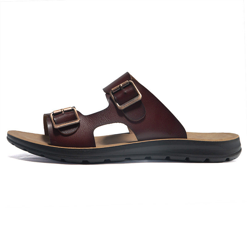 men's Non-slip sandals - double-buckle, PU leather, beach-ready footwear for everyday wear