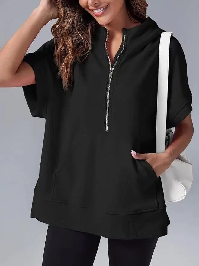 Light Women's Short Sleeve Hoodie - Oversized Knit
