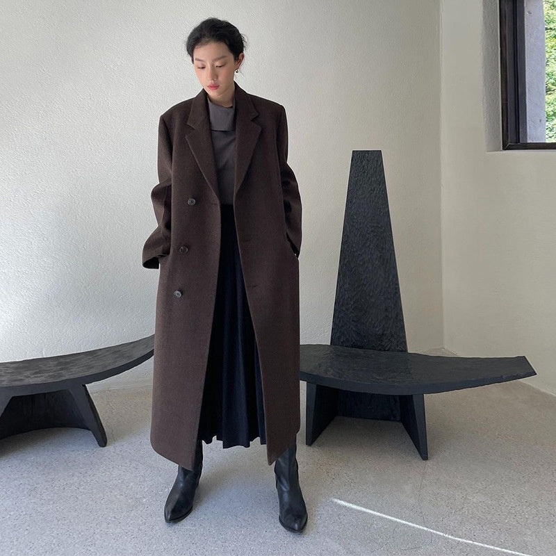 Notched Collar, Wool, For City – Oversized Women’s Coat