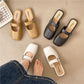 French-style vintage closed-toe flat, PVC, everyday wear – Plush women's slippers