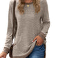 Plush Relaxed Women’s Long Sleeve Pullover - Round Neck Tunic, Cotton Cashmere Knit, Pocketed Mid Length Top For Casual Wear