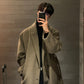 Men's Warm Trench Coat - Single-Breasted, Wool, Winter