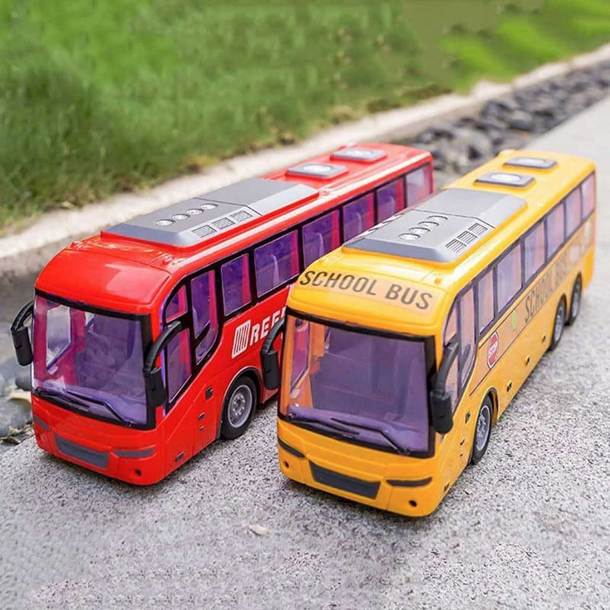 Remote Control Motor-Driven Tour Bus - Scale RC Vehicle with Lights for Kids, School & City Fun