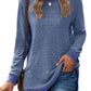 Plush Relaxed Women’s Long Sleeve Pullover - Round Neck Tunic, Cotton Cashmere Knit, Pocketed Mid Length Top For Casual Wear