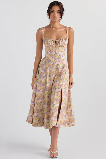 Variant image for Women's Midi Bustier Corset Dress - Elegant Summer Cocktail Dress in Lightweight Fabric-1