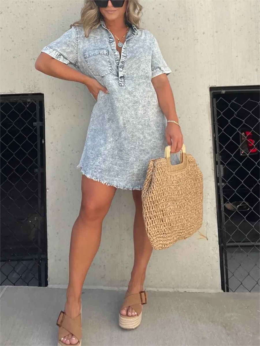 Variant image for Relaxed Denim Dress for Women, Comfortable Fit, Versatile Knee-Length Style for Casual and Semi-Formal Occasions-1