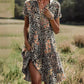 Plush women's dress - scoop neck, flowy mid-length silhouette, geometric print, casual everyday wear