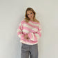 Cozy Oversized Women’s Pullover Sweater - Striped Knit