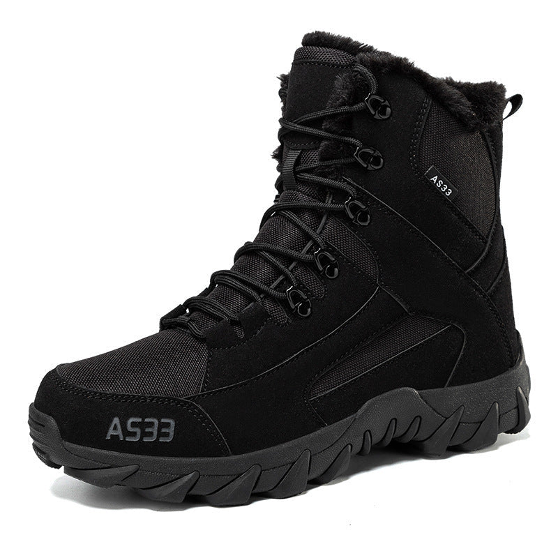 Anti-Slip Men's Snow Boots - High-Top Platform, Faux Fur