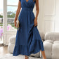 Elegant Black Ruffle Dress with Diaper Neckline, Plus Size Wedding Guest Formal Dress for Spring-2