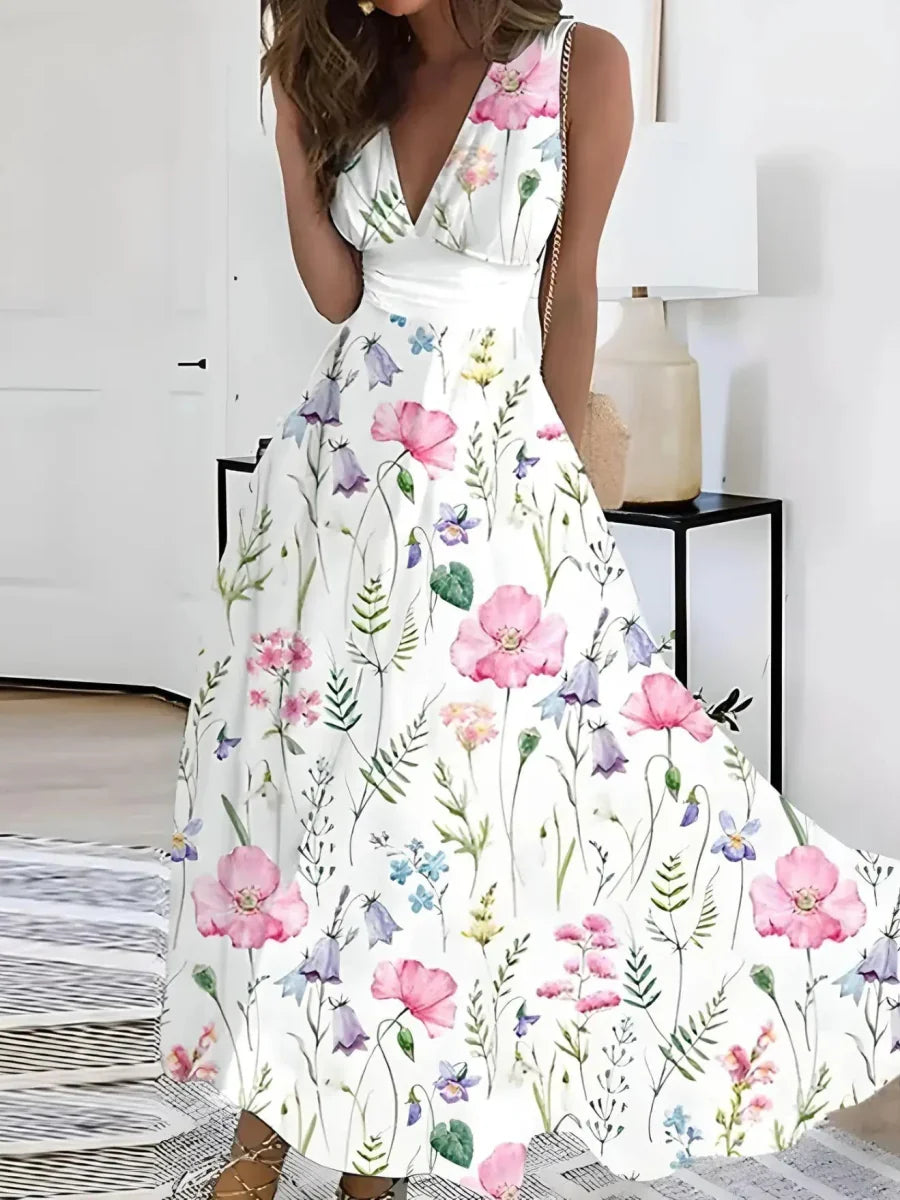 Variant image for Elegant Floral Petal Dress for Women, Lightweight Summer Wedding Guest Dress with Adjustable Belt and Delicate Neckline-13