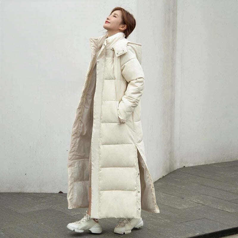 Oversized Windproof Women's Maxi Coat - Quilted Insulated