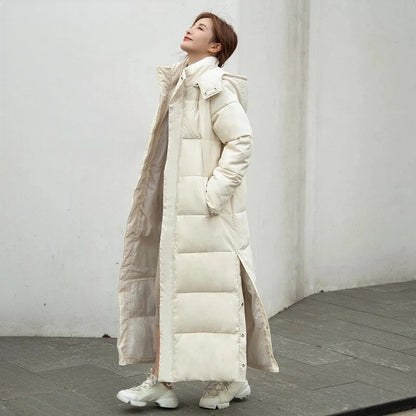 Oversized Windproof Women's Maxi Coat - Quilted Insulated