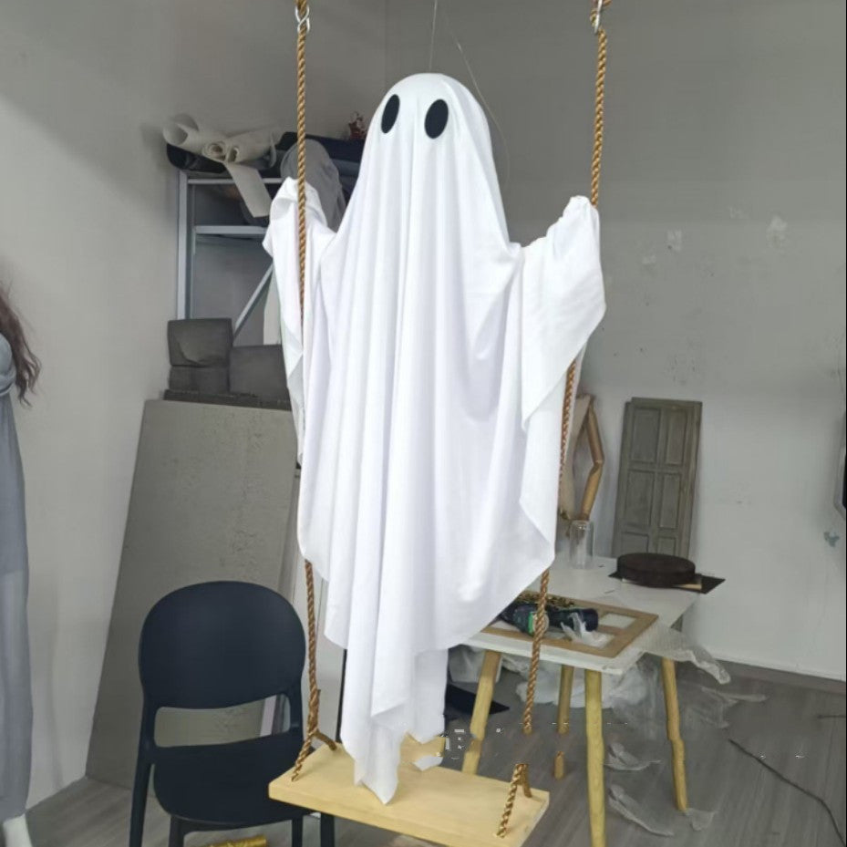 Lighted Halloween Swing Ghost Decoration Porch Remote