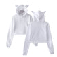 Plush Women's Cropped Hoodie - Boxy Relaxed Cut, Cotton