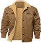 Warm Sturdy Men's Jacket - Trucker Cut, Sherpa Lined Cotton Canvas, For Fall And Winter