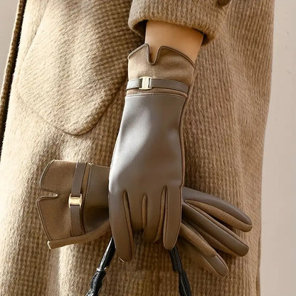 Water-Resistant Women’s Gloves - Slim Faux Leather, Lined