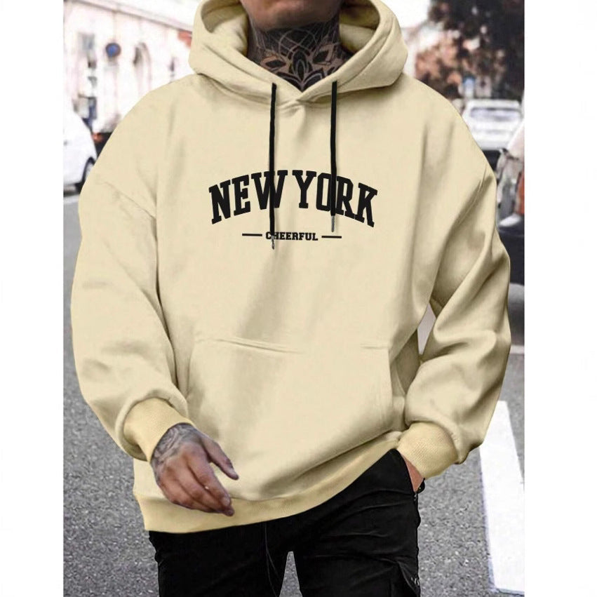 Casual Oversized Mens Hoodie - Pullover Polyester, Urban