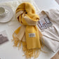 Women Warm Scarf - Reversible Fringed Cashmere Winter