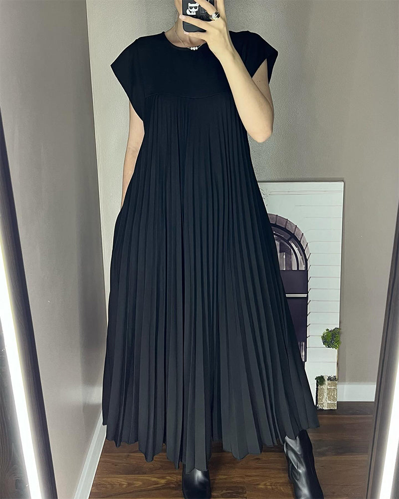 Variant image for Elegant Sleeveless Pleated Womens Dress in Solid Color - Versatile Summer Wedding Guest or Cocktail Formal Dress-7