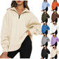 Light Women Zip Sweatshirt - Oversized Pullover Casual