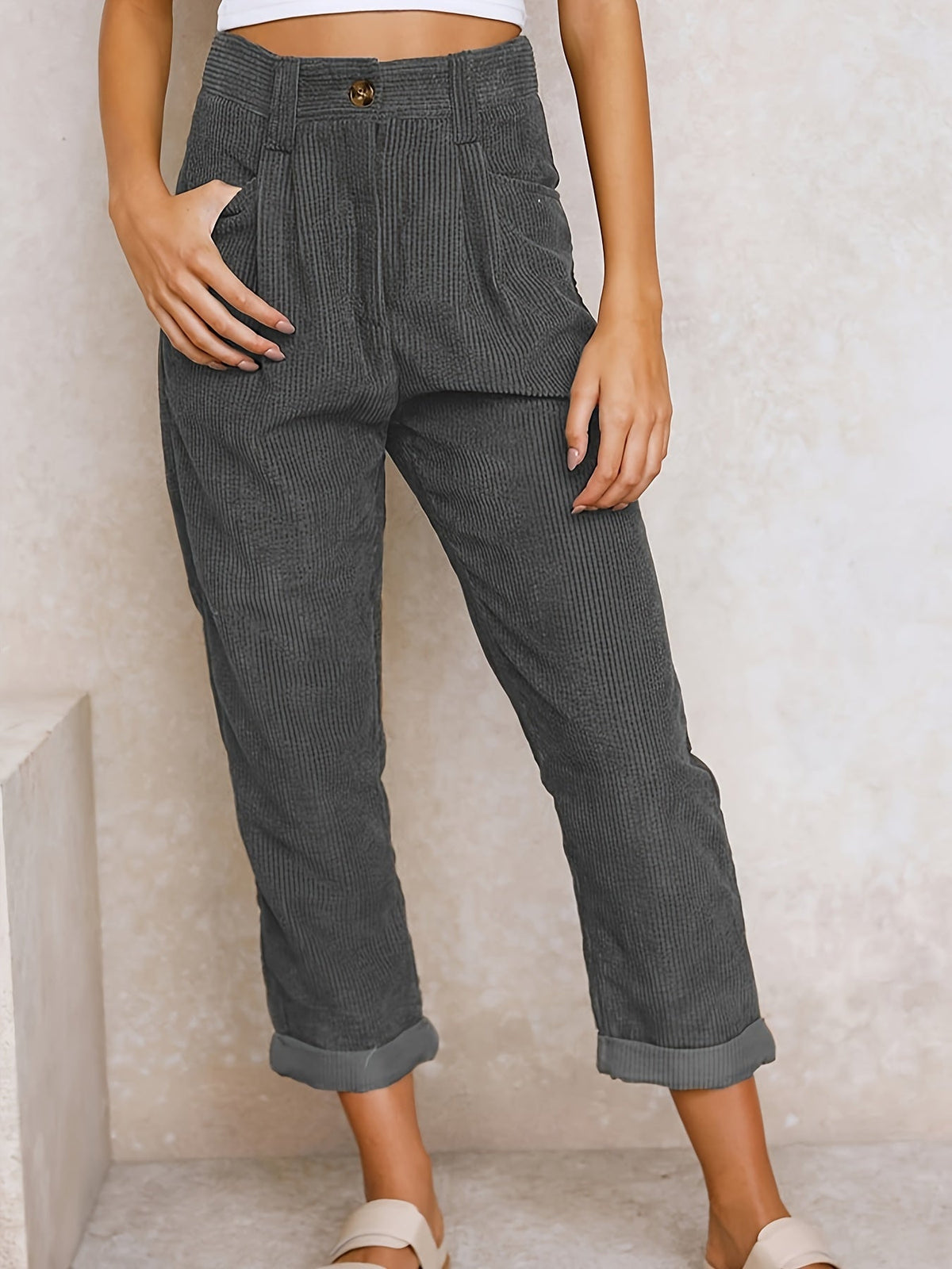 High Waist Casual Women's Pants, Soft Comfortable Fabric, Relaxed Fit, Versatile Styling, Available in Sizes S to 3XL-2