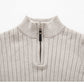 Men's Fitted Half Turtleneck Zip Sweater - Ribbed Knit