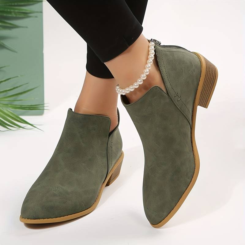 Elegant Women's Pointed Toe Boots with Perforated Design for Winter Wear, Comfortable and Versatile Footwear-1