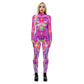 and Stretchy Body-Hugging Women's Printed Jumpsuit - Contoured Full-Body, Milk Silk Second-Skin for Cosplay