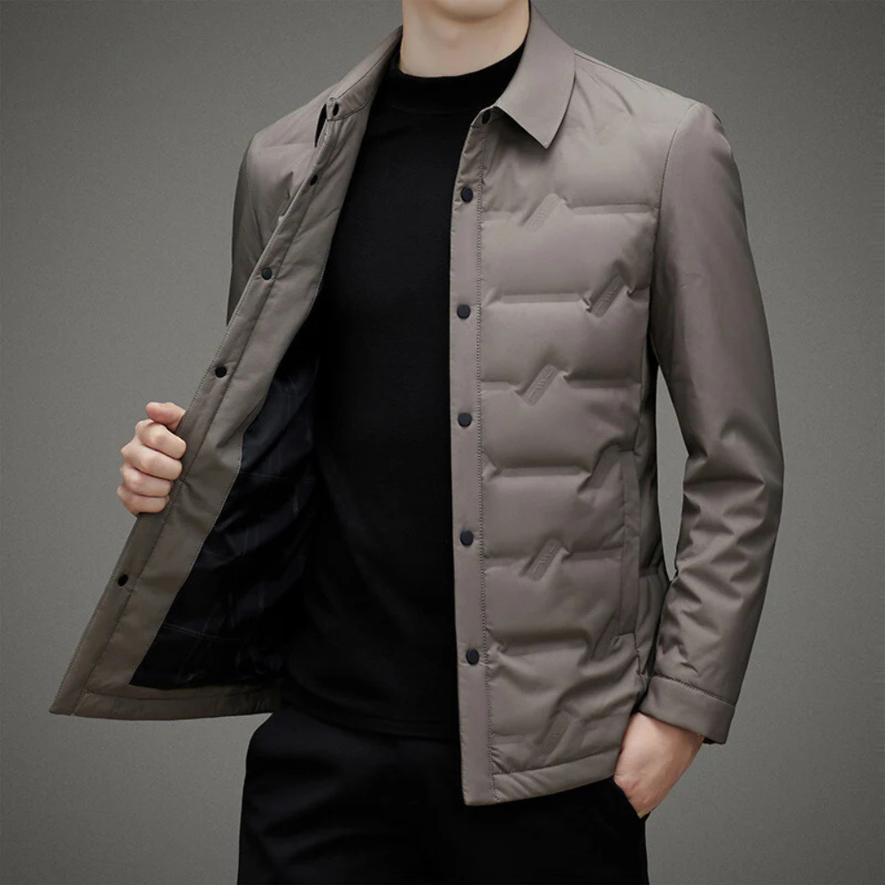 Light Refined Men's Padded Jacket - Shirt Collar Down