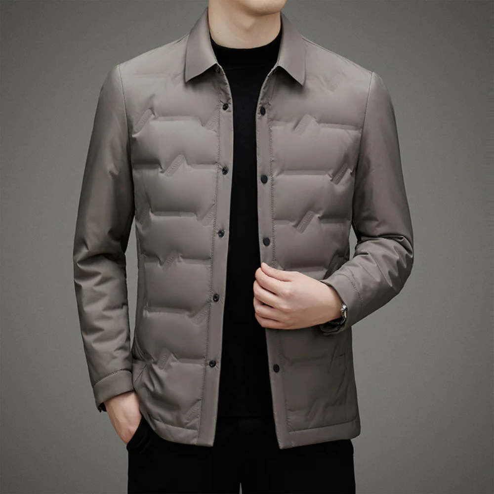 Light Refined Men's Padded Jacket - Shirt Collar Down